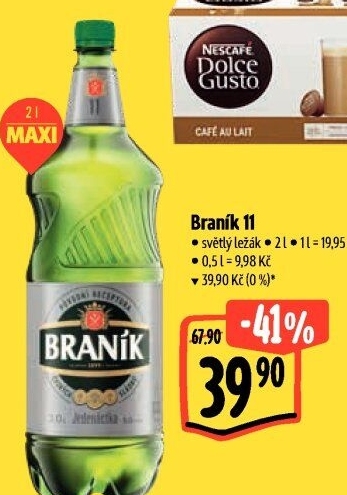 Pivo světlý ležák 11° Jedenáctka Braník