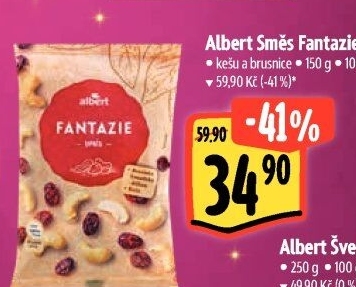 Směs kešu a brusinek Fantazie Albert