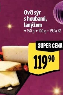 Sýr ovčí s houbami a lanýžem