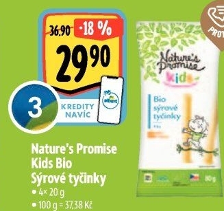 Sýrové bio tyčinky Kids Nature'