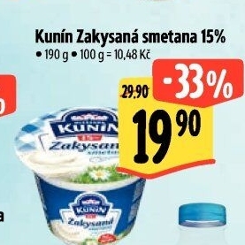 Zakysaná smetana Mlékárna Kunín 15%