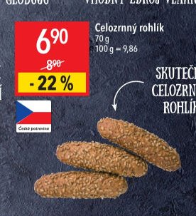 Celozrnný rohlík