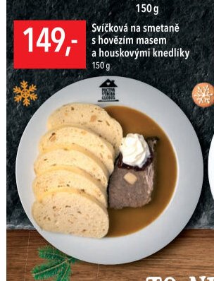 Svíčková na smetaně s hovězím masem a houskovými knedlíky 150g