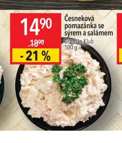 Česneková pomazánka se syrem a salámem