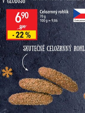 Celozrnný rohlík