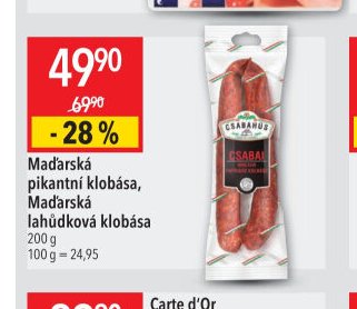 Maďarská pikantní klobása, Maďarská lahůdková klobása