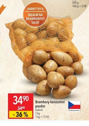 Brambory konzumní pozdní 2 kg