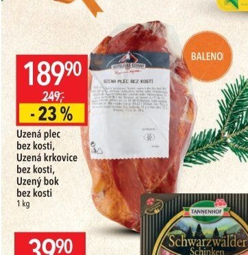 Uzená plec bez kosti, Uzená krkovice bez kosti, Uzený bok bez kosti