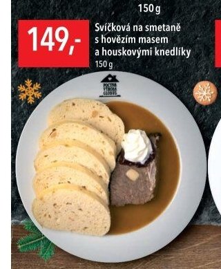 Svíčková na smetaně s hovězím masem a houskovými knedlíky 150g