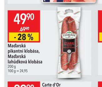 Maďarská pikantní klobása, Maďarská lahůdková klobása