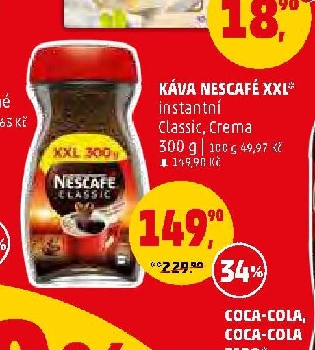 Káva Nescafé XXL instantní Classic, Crema 300 g