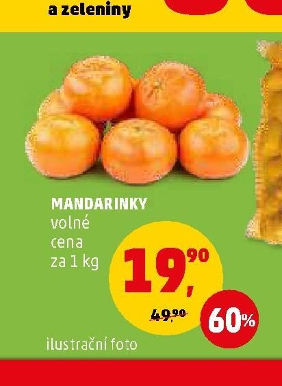 Mandarinky volné cena za 1 kg