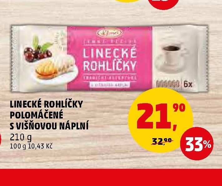 LINECKÉ ROHLÍČKY POLOMÁČENÉ S VIŠŇOVOU NÁPLNÍ