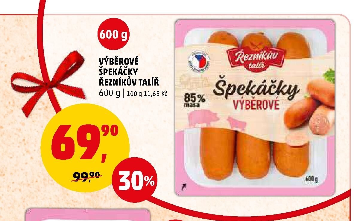 VÝBĚROVÉ ŠPEKÁČKY ŘEZNÍKŮV TALÍŘ 600 g