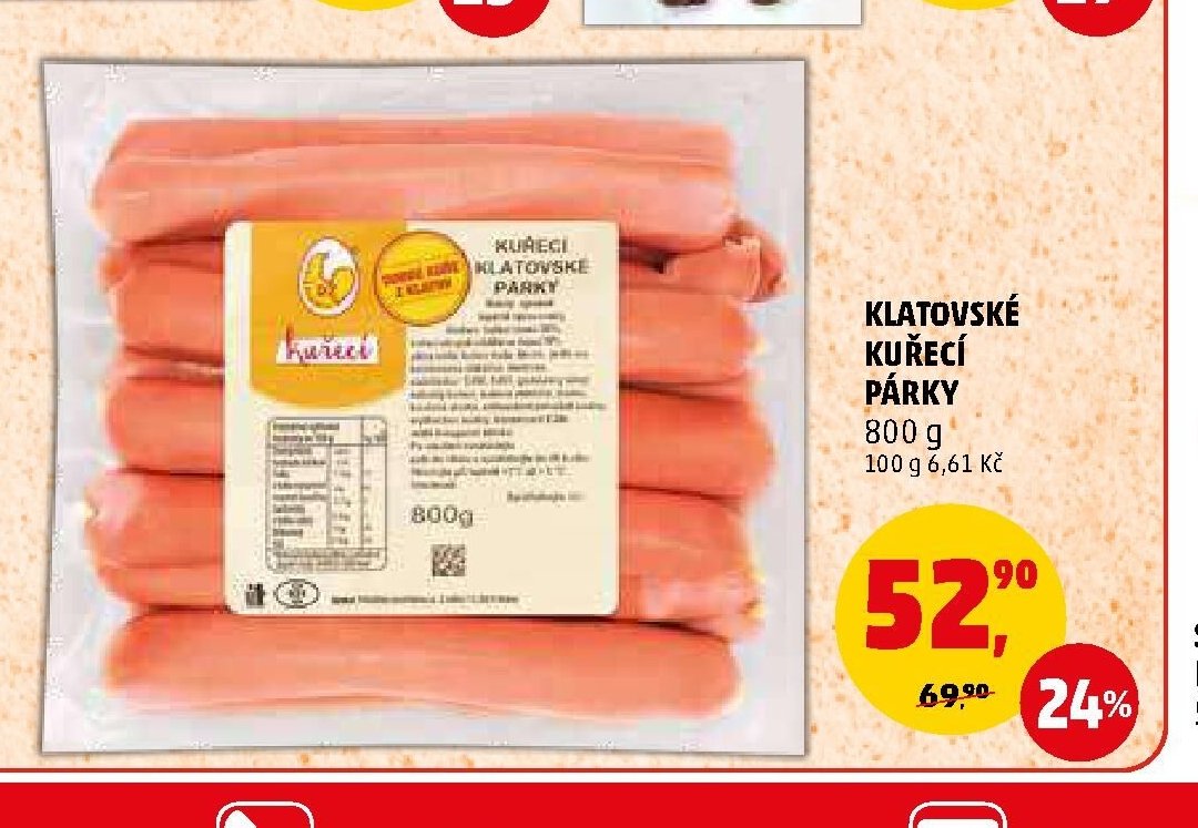 KLATOVSKÉ KUŘECÍ PÁRKY 800 g