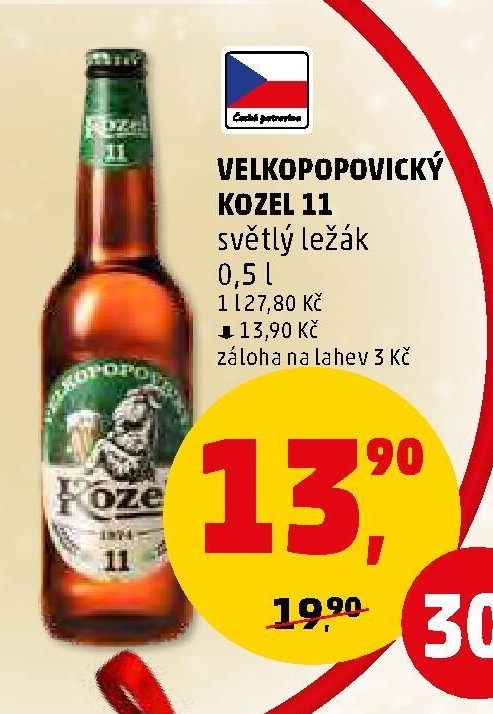 Velkopopovický Kozel 11 světlý ležák 0,5 l