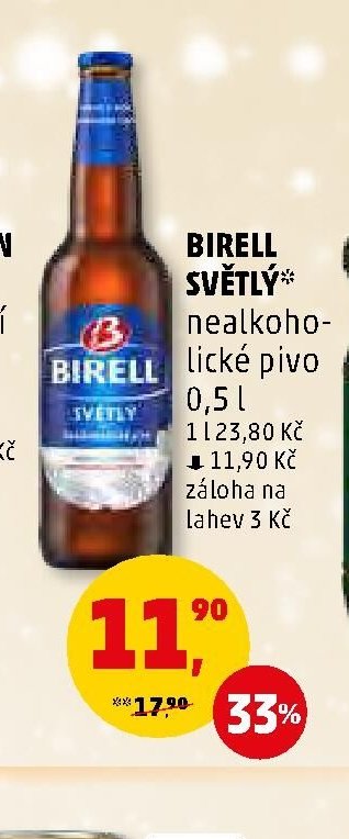 Birell světlý nealkoholické pivo 0,5 l
