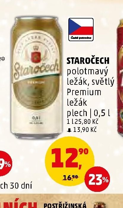 Staročech polotmavý ležák, světlý ležák plech 0,5 l
