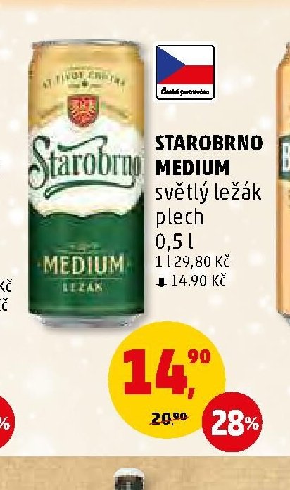 Starobrno Medium světlý ležák plech 0,5 l