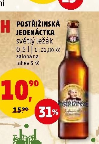 Postřižinská Jedenáctka světlý ležák 0,5 l