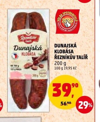 DUNAJSKÁ KLOBÁSA ŘEZNÍKŮV TALÍŘ
