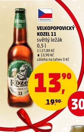 Velkopopovický Kozel 11 světlý ležák 0,5 l