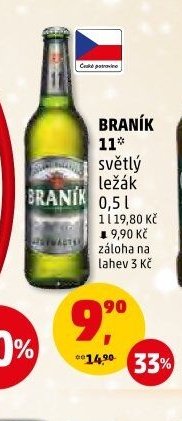 Braník 11 světlý ležák 0,5 l