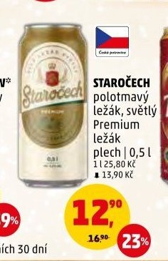 Staročech polotmavý ležák, světlý ležák plech 0,5 l