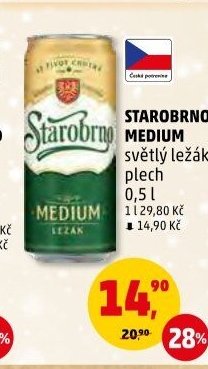 Starobrno Medium světlý ležák plech 0,5 l