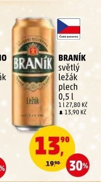Braník světlý ležák plech 0,5 l