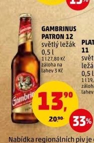 Gambrinus Patron 12 světlý ležák 0,5 l