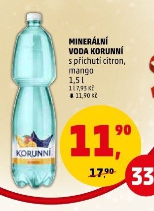 MINERÁLNÍ VODA KORUNNÍ s příchutí citron, mango 1,5 l