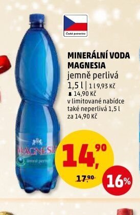 MINERÁLNÍ VODA MAGNESIA jemně perlivá 1,5 l