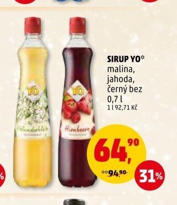 SIRUP YO* malina, jahoda, černý bez 0,7 l