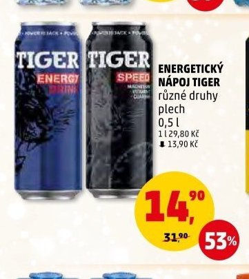 ENERGETICKÝ NÁPOJ TIGER různé druhy plech 0,5 l