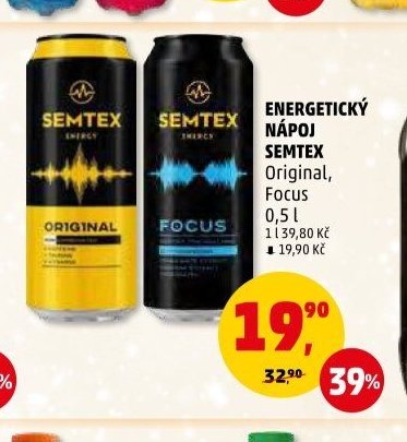 ENERGETICKÝ NÁPOJ SEMTEX Original, Focus 0,5 l