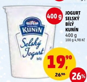 Bílý jogurt selský Mlékárna Kunín