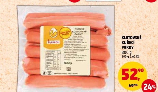 Kuřecí klatovské párky DZ Klatovy