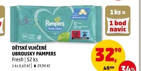 Vlhčené ubrousky dětské Pampers Baby Fresh Clean