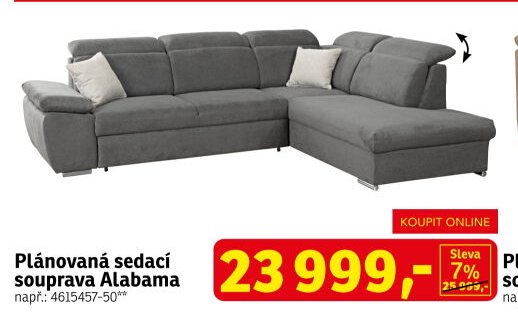 Plánovaná sedací souprava Alabama - ASKO akcniletaky.com