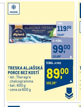 TRESKA ALJAŠSKÁ PORCE BEZ KOSTÍ