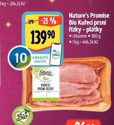 Nature's Promise Bio Kuřecí prsní řízky - plátky