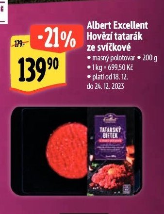 Albert Excellent Hovězí tatarák ze svíčkové