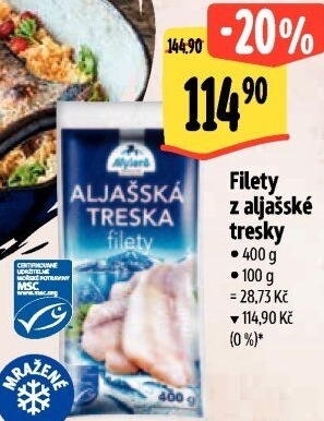 Aljašská treska filety mražená Mylord