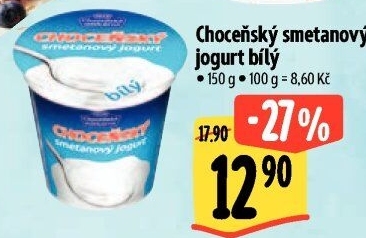 Bílý jogurt smetanový Choceňský