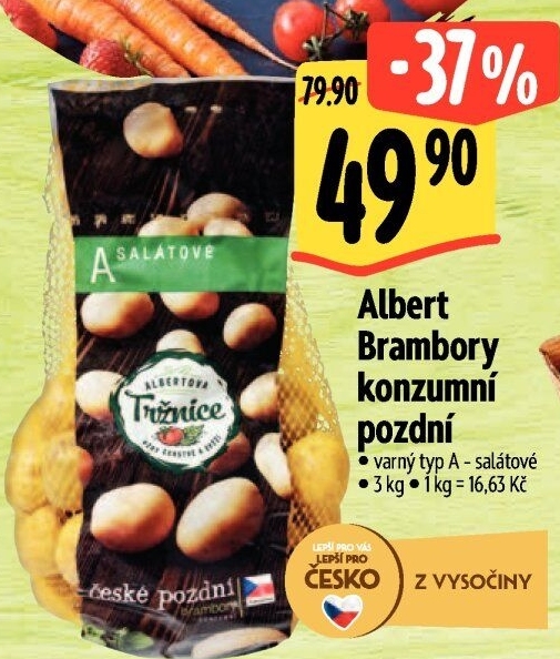 Brambory konzumní pozdní salátové Albert