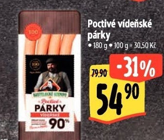 Párky poctivé Kostelecké uzeniny