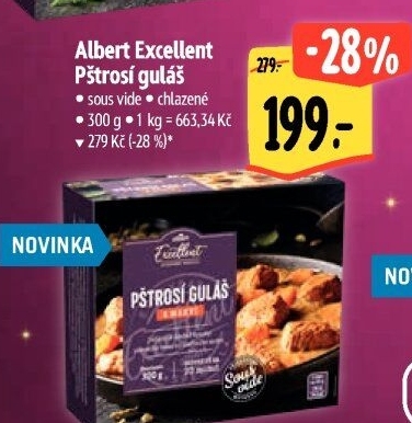 Pštrosí guláš Sous vide Albert Excellent