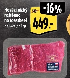 Hovězí steak nízký roštěnec roastbeef