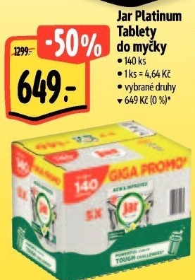 Kapsle do myčky Platinum Jar